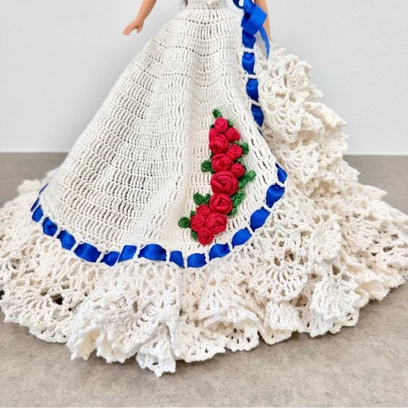 Miss July 1992 Barbie Doll Cotillion Crochet Barbie Doll Dress Gorgeous!!